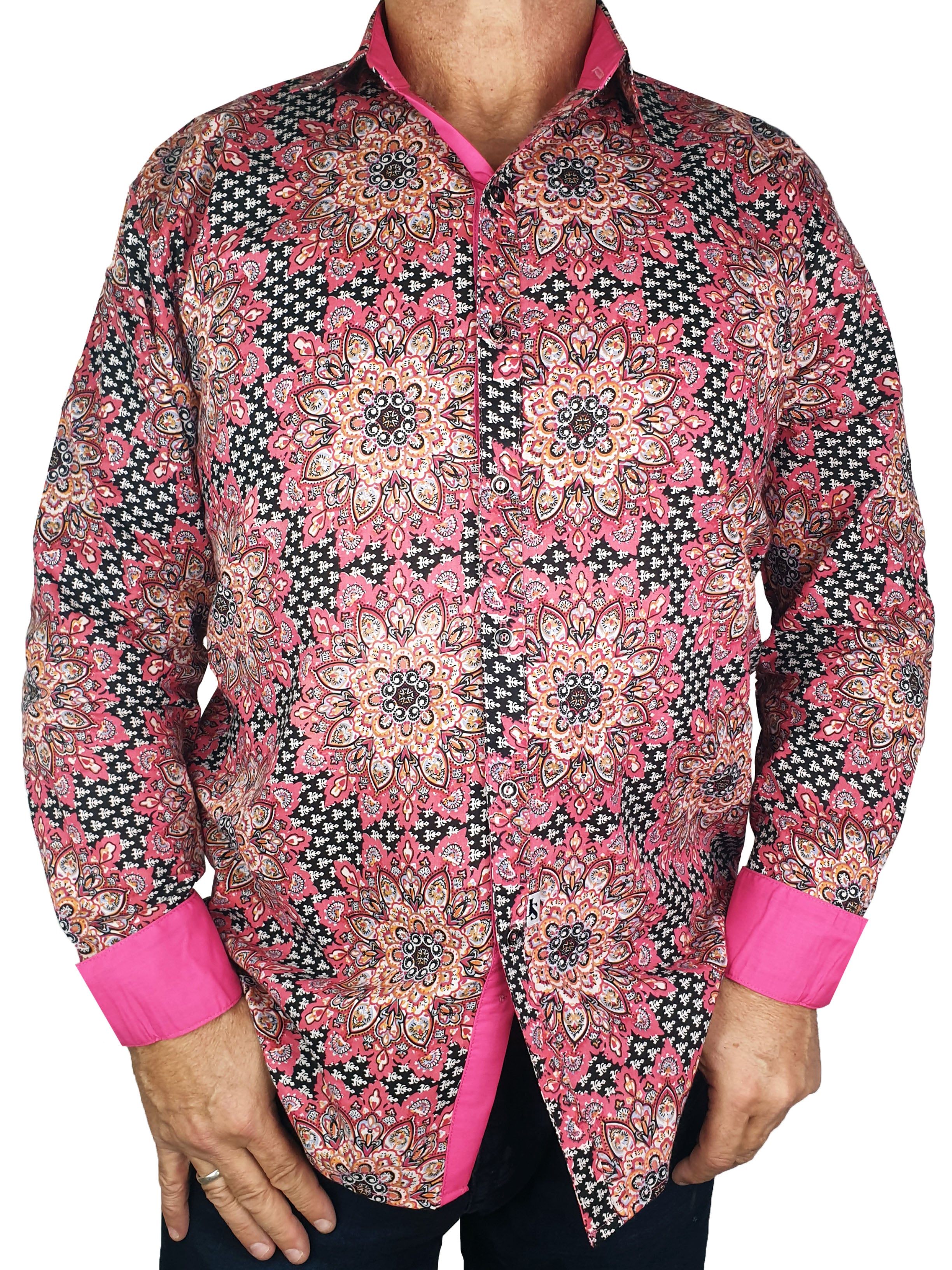 Mandala Abstract Cotton L/S Shirt - Pink
