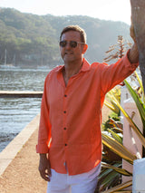 Byron Bay Mandarin Linen L/S Big Mens Shirt