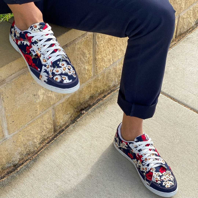 Menage Floral Shoe - Red/Navy