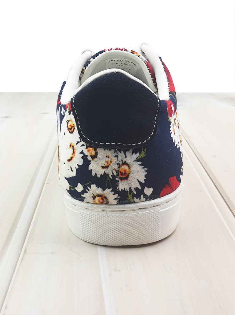 Menage Floral Shoe - Red/Navy
