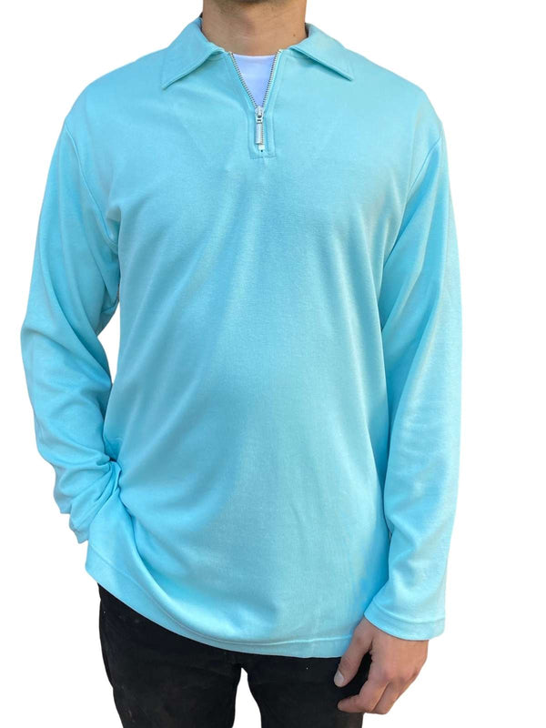 Mint Long Sleeve Zip Polo