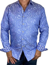 Mist Paisley Cotton L/S Shirt - Blue