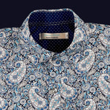 Myth Paisley Cotton L/S Big Mens Shirt - Blue/Grey