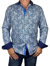 Myth Paisley Cotton L/S Shirt - Blue/Grey