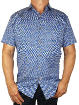NYC Geometric Cotton S/S Shirt - Blue/Black