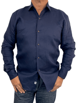 Byron Bay Navy Linen L/S Shirt