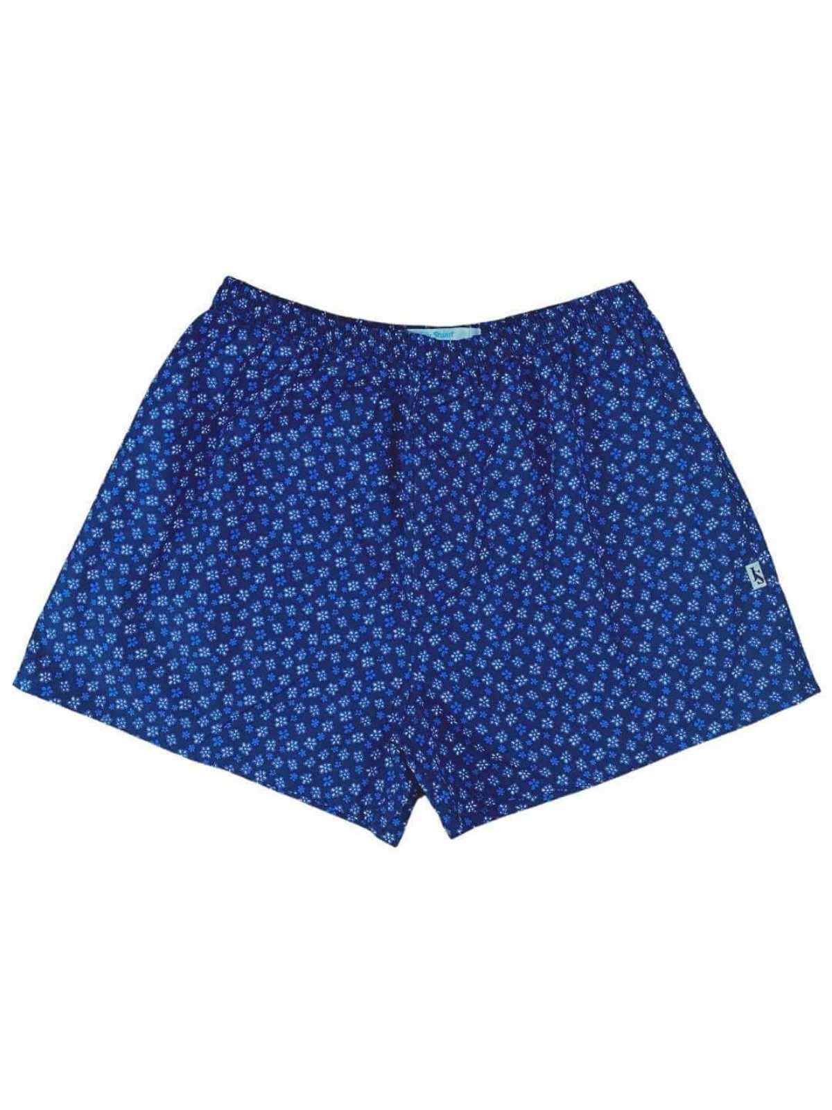 Nightshade Floral Cotton Boxer Short - Blue
