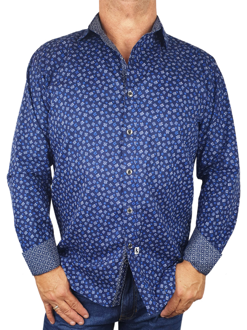 Nightshade Floral Cotton L/S Shirt - Blue