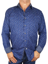 Nightshade Floral Cotton L/S Big Mens Shirt - Blue