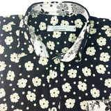 Noir Floral Cotton L/S Big Mens Shirt - Black/Cream