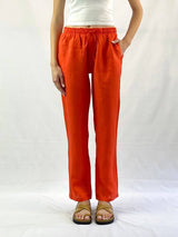 Orange Linen Pant - Relaxed Fit