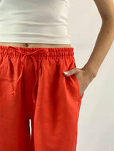 Orange Linen Pant - Relaxed Fit