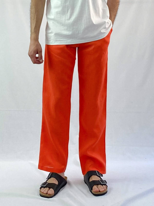 Orange Linen Pant - Relaxed Fit
