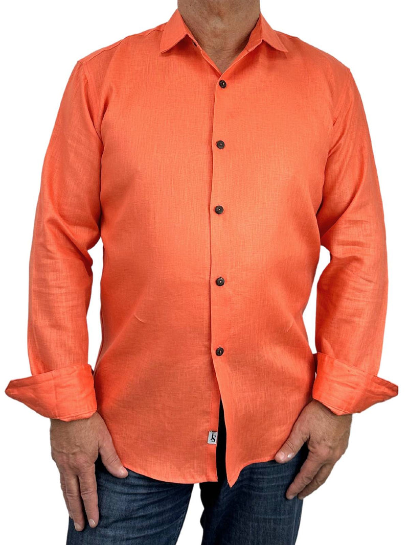 Byron Bay Mandarin Linen L/S Big Mens Shirt