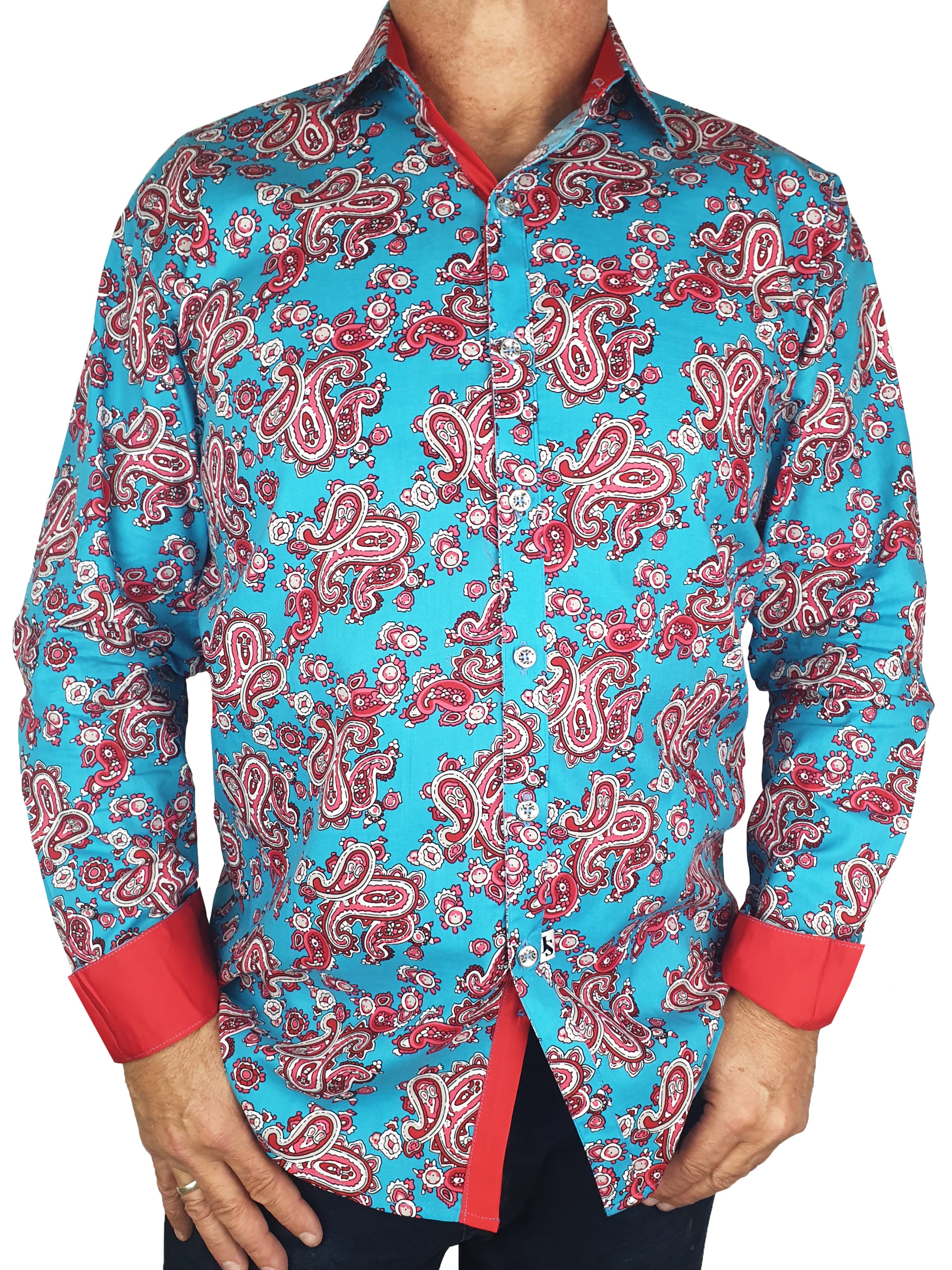 Palace Paisley Cotton L/S Shirt - Blue/Red
