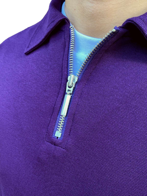 Plum Long Sleeve Zip Polo