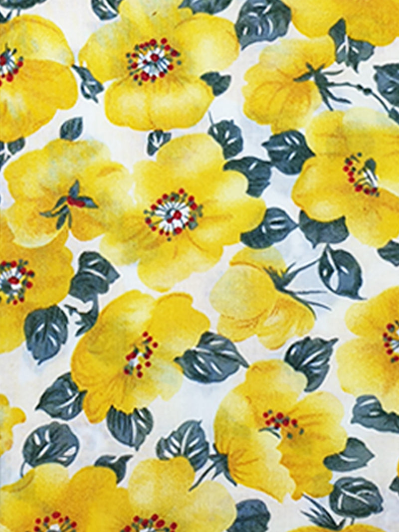 Poppy Floral Cotton S/S Shirt - Yellow