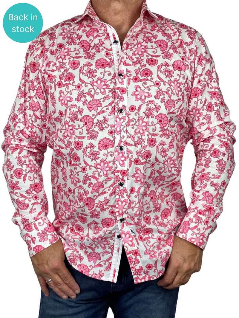 Potent Floral Cotton L/S Shirt - Pink