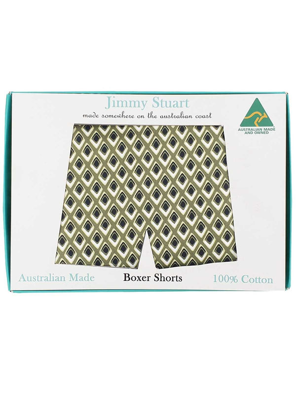 Python Geometric Cotton Boxer Short - Green