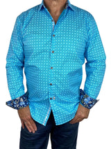 Rabat Cotton Geometric L/S Shirt - Blue