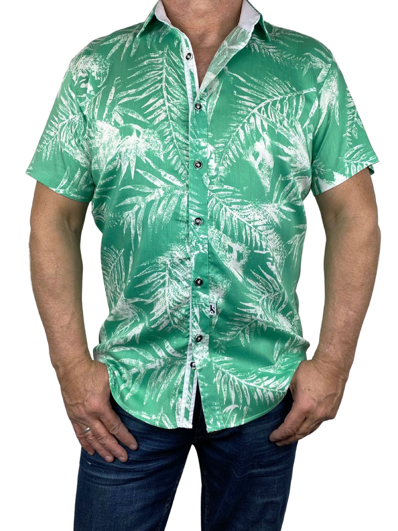Rainforest Hawaiian Cotton/Rayon S/S Big Mens Shirt - Green
