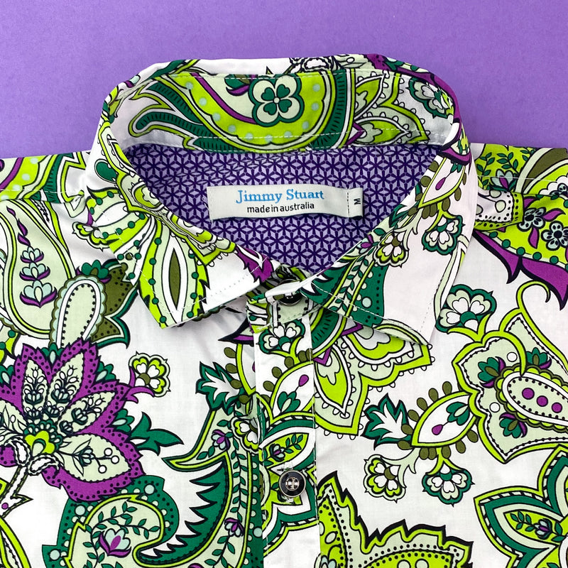 Razor Paisley Cotton L/S Big Mens Shirt - Green