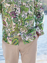 Razor Paisley Cotton L/S Big Mens Shirt - Green