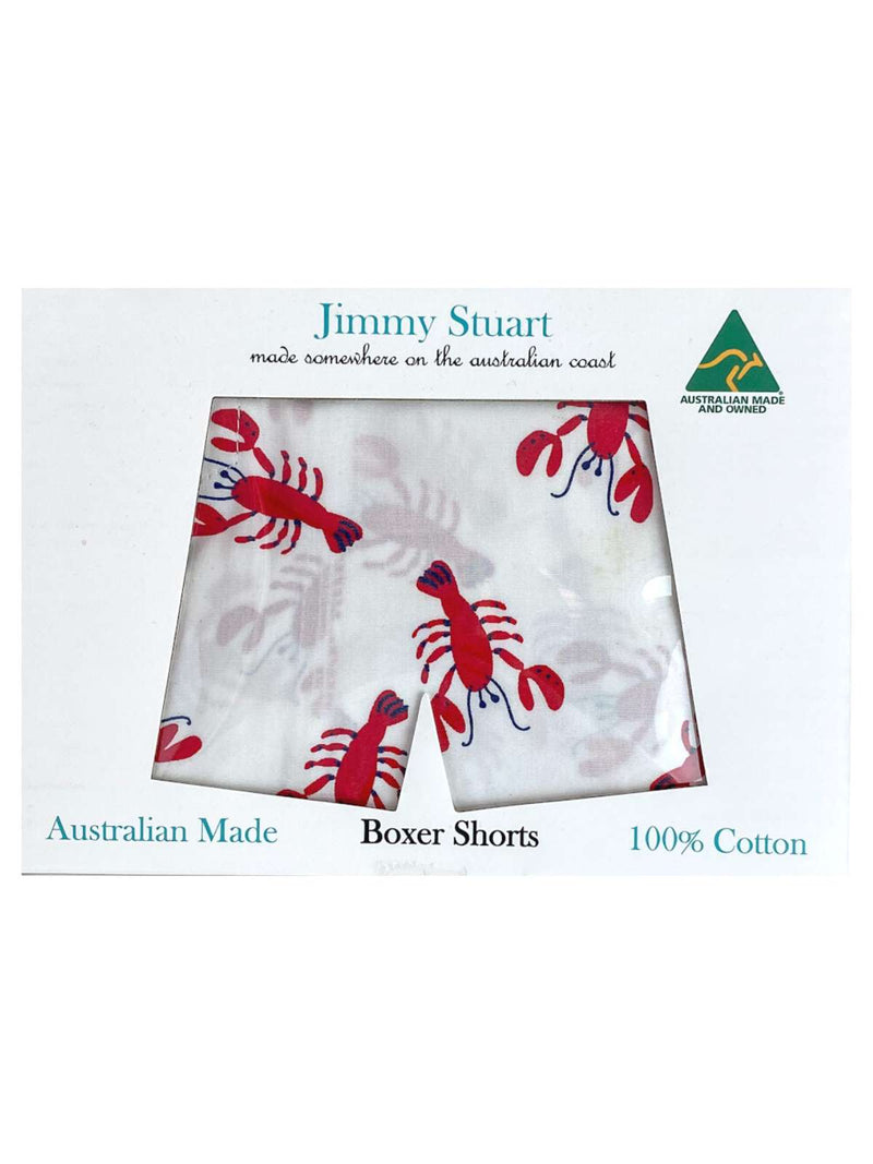 Red Lobster Abstract Cotton Boxer Short - White/Red