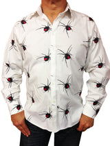 Redback Embroidered Cotton L/S  Shirt - White/Black