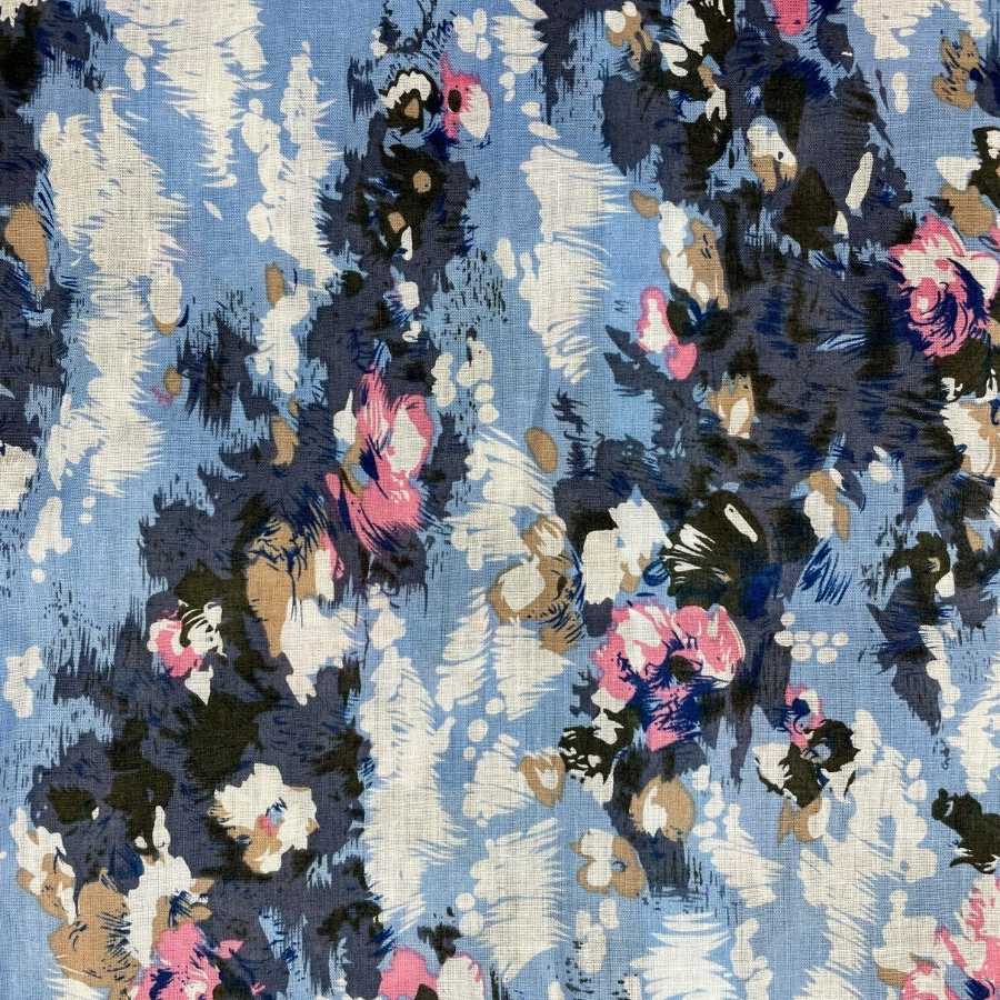 Renoir Abstract Cotton Voile L/S  Shirt - Blue