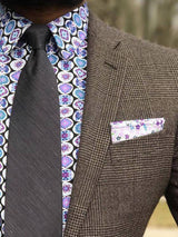 Rockpool Abstract Cotton L/S Big Mens Shirt - Purple