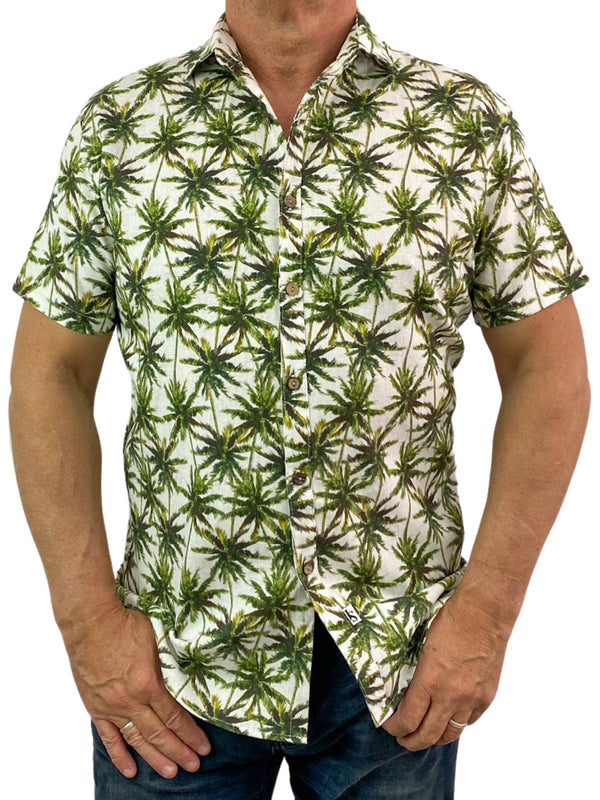 Samui Hawaiian Linen S/S Big Mens Shirt - Green