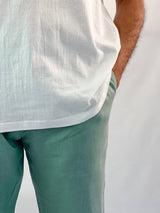 Sea Green Linen Pant - Relaxed Fit