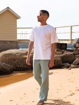 Sea Green Linen Pant - Relaxed Fit