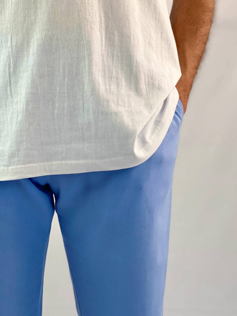 Sky Blue Linen Pant - Relaxed Fit