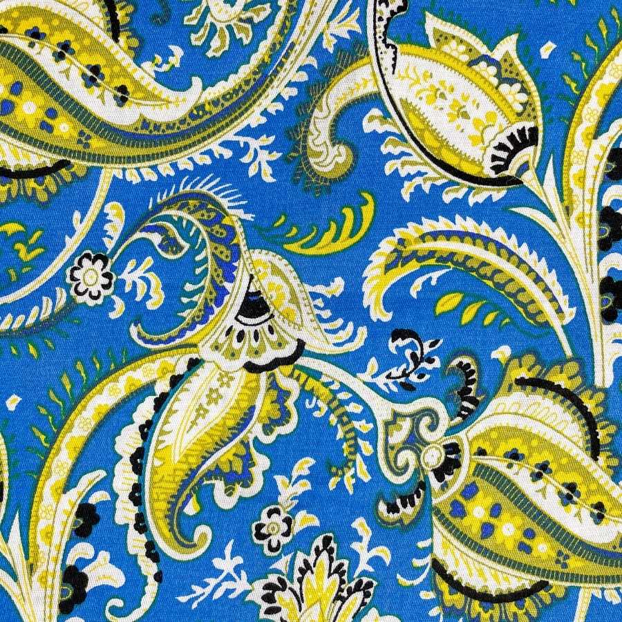 Stingray Paisley Cotton L/S Big Mens Shirt - Blue/Yellow