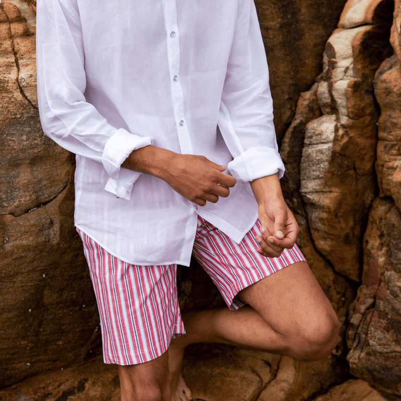 Stripe Cotton Short - Red/White