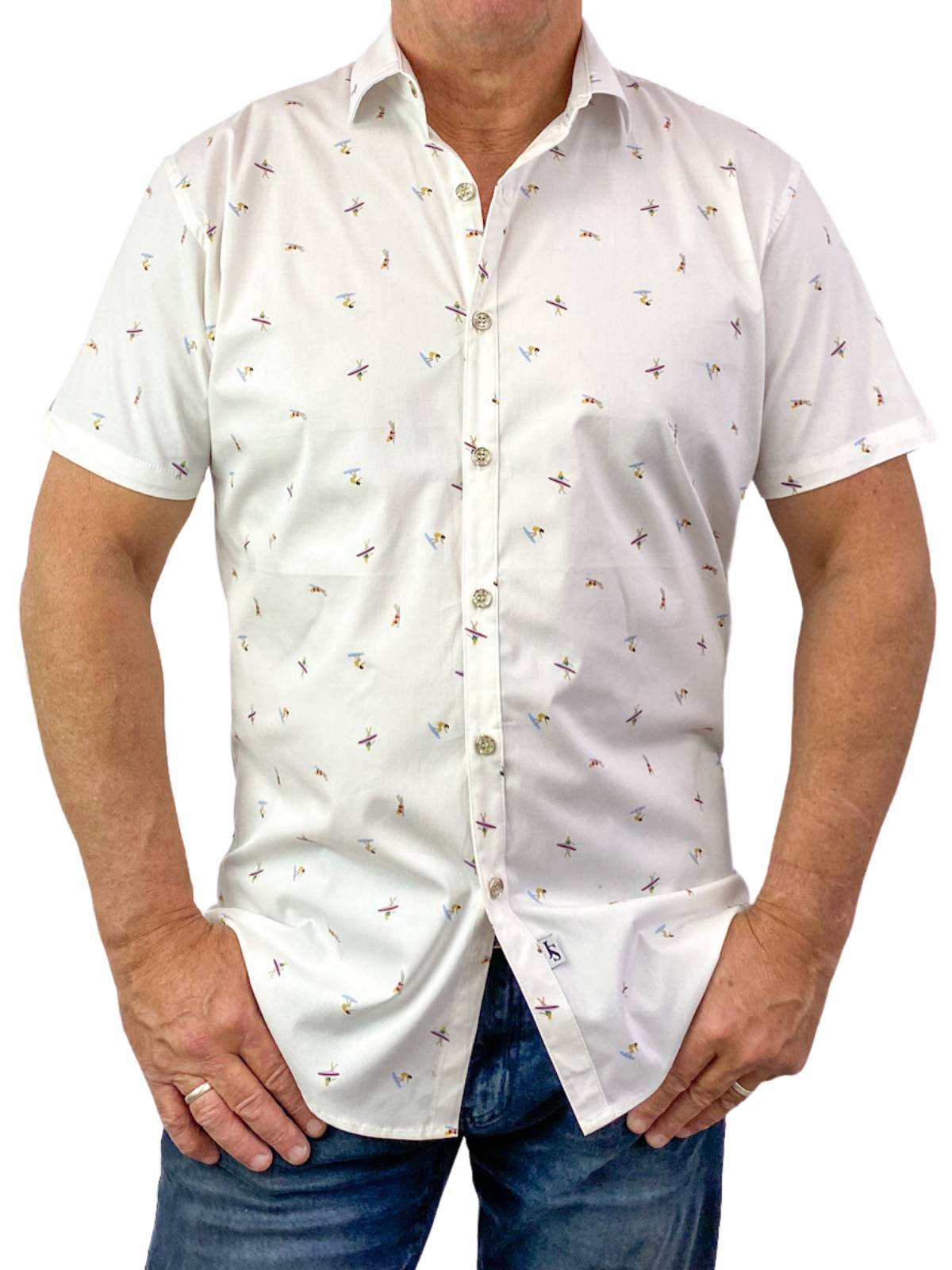 Surfers Abstract Cotton S/S Shirt - White