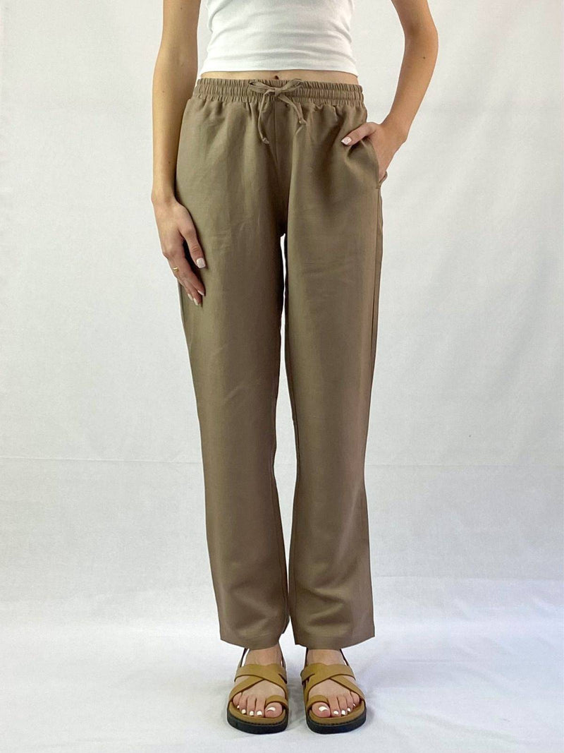 Taupe Linen Pant - Relaxed Fit