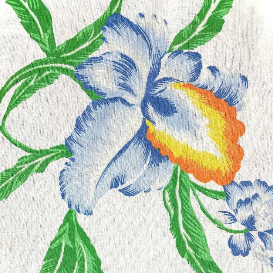 Tequila Sunrise Floral Cotton L/S Big Mens Shirt - Green/Blue/White