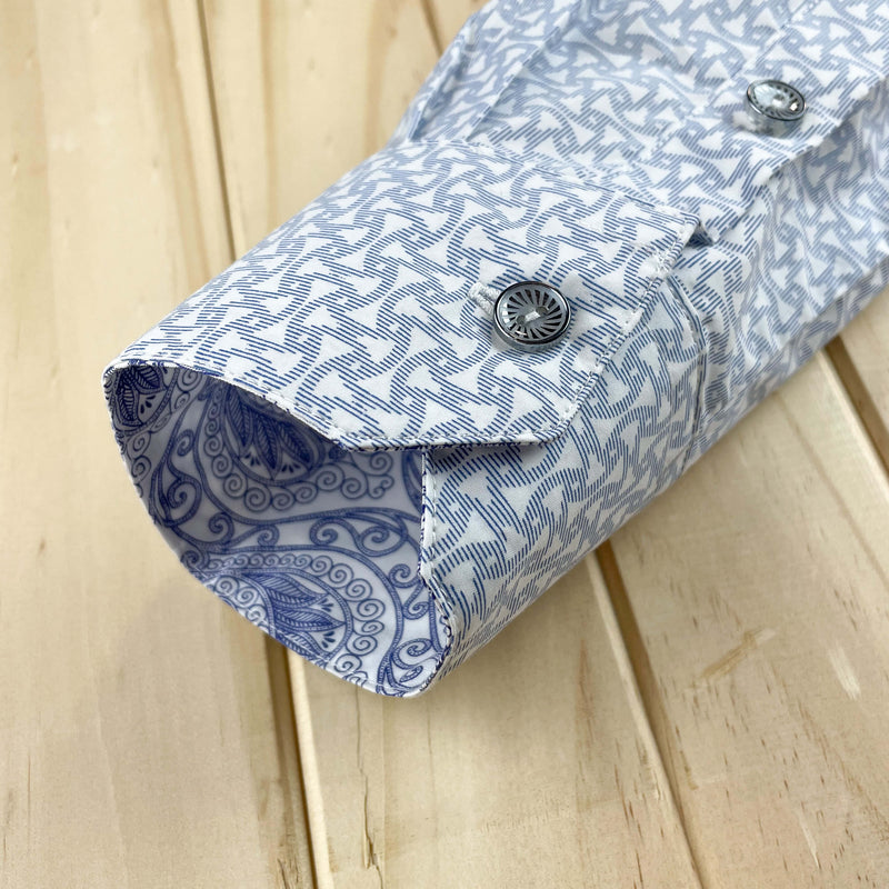 Thor Geometric Cotton L/S Shirt - Blue
