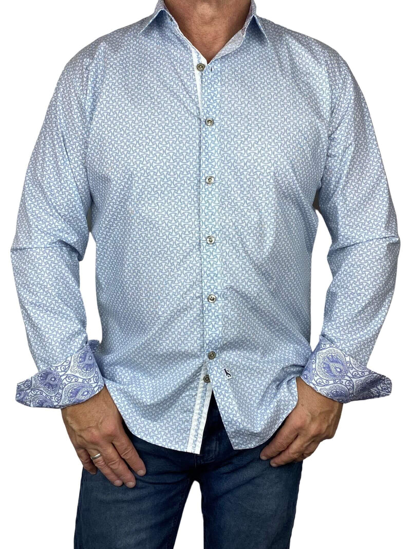 Thor Geometric Cotton L/S Big Mens Shirt - Blue