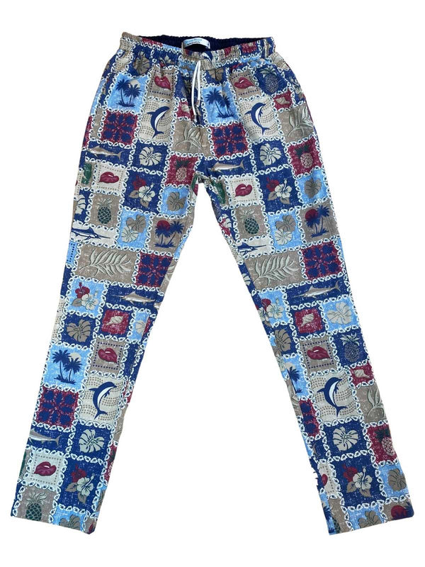 Tommy Abstract Cotton Lounge Pant - Blue/Beige
