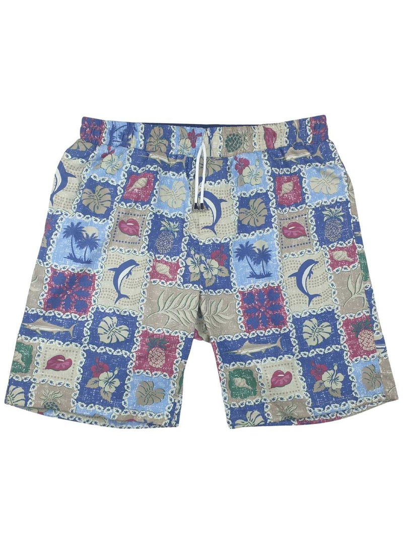 Tommy Abstract Cotton Short - Blue/Beige