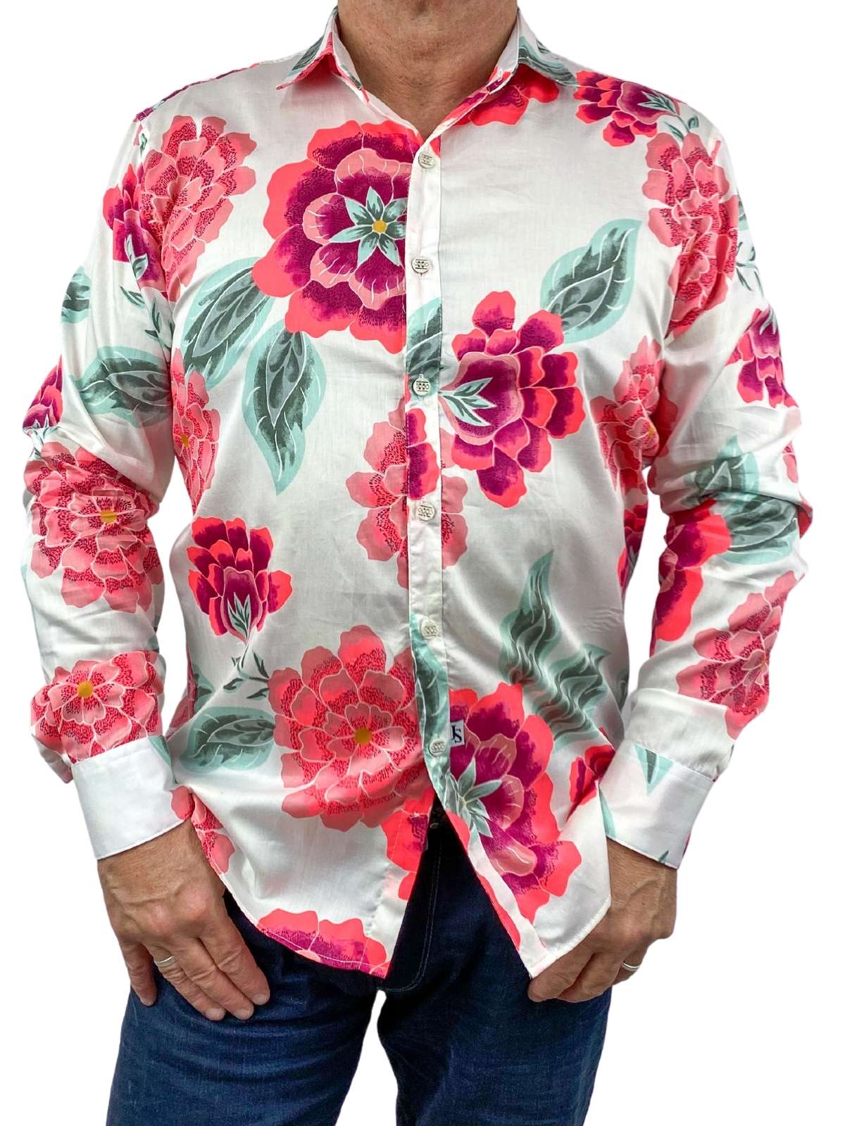 Ultra Floral Cotton/Rayon L/S Shirt - Pink