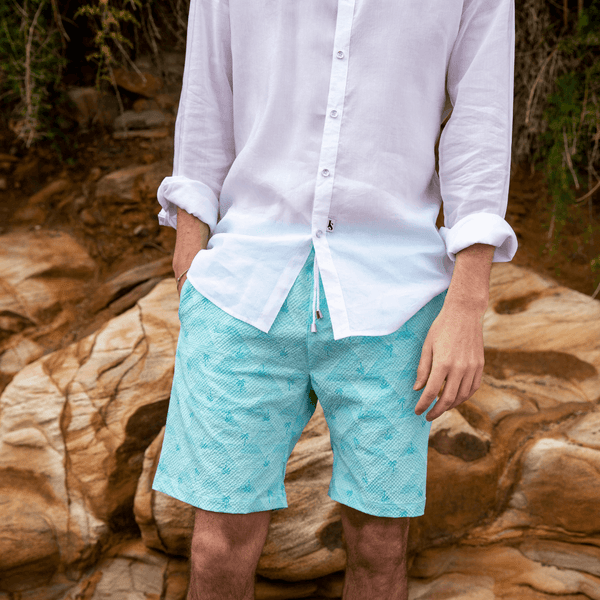 Tahiti Hawaiian Cotton Short - Blue