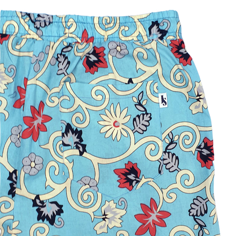 Vineyard Floral Cotton Lounge Pant - Blue