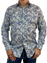 Vintage Floral Cotton L/S Shirt - Navy/Cream
