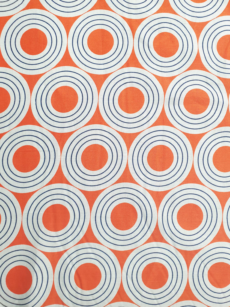 Vinyl Geometric Cotton Voile L/S Big Mens Shirt - Orange/White