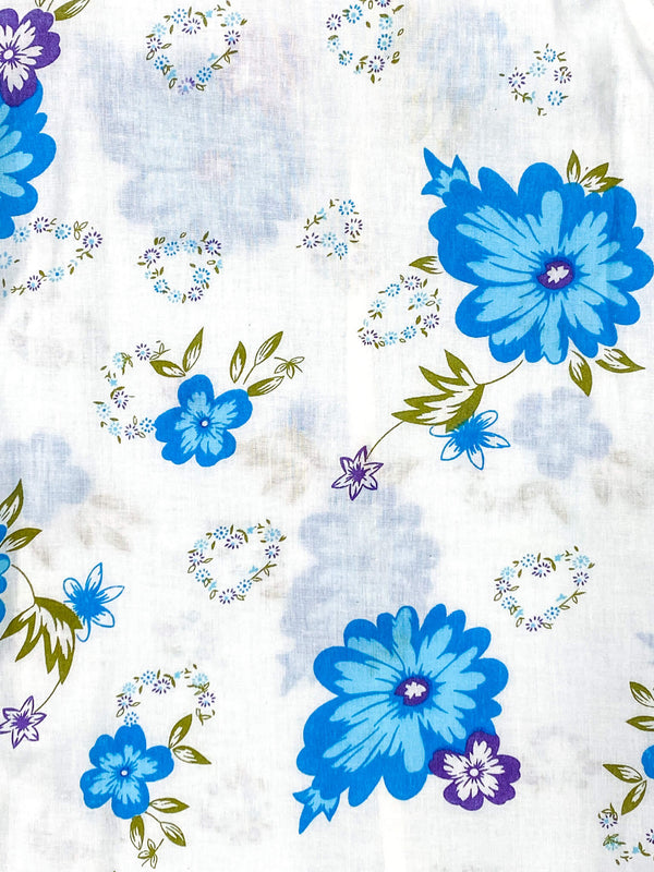 Virgin Floral Cotton Voile S/S Shirt - White/Blue
